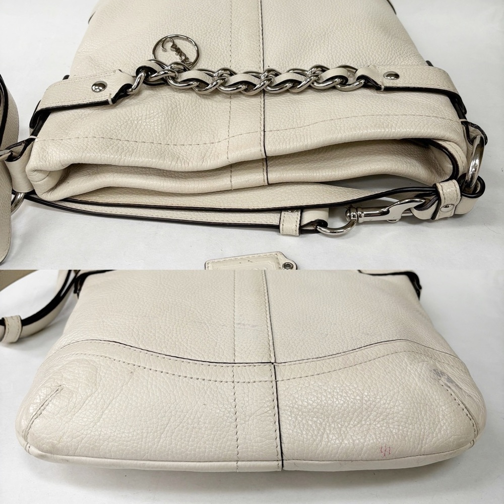 Coach Ivory White Leather Bag with Silver Hardware Style F19722 - Picture 6 of 16